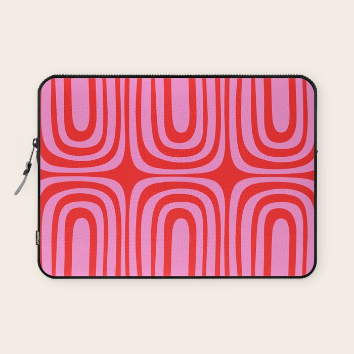 Preppy Pink and Red Abstract Confaab Pattern Laptop Sleeve Gallery Image 1