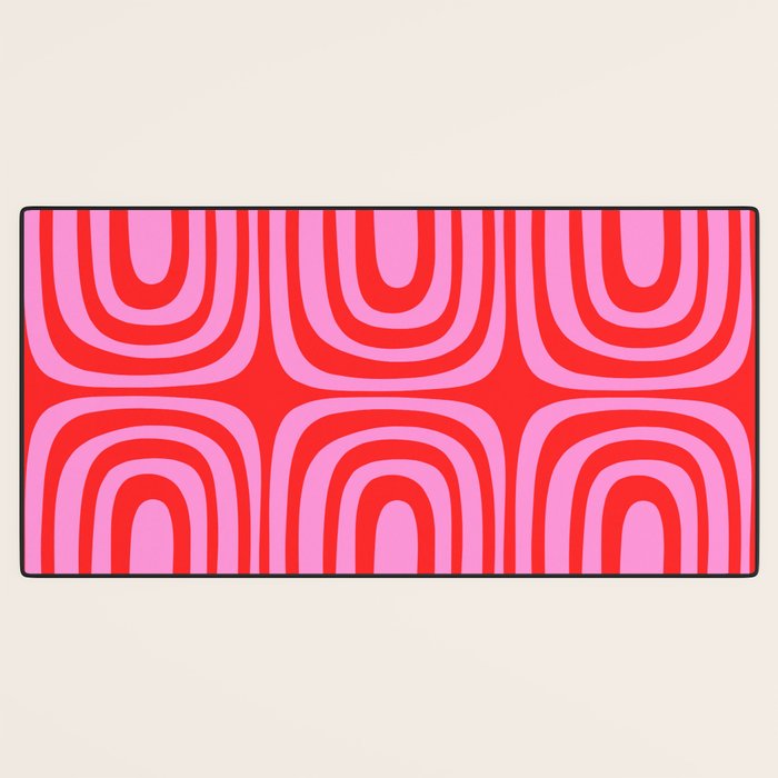 Preppy Pink and Red Abstract Confaab Pattern Desk Mat Gallery Image 3