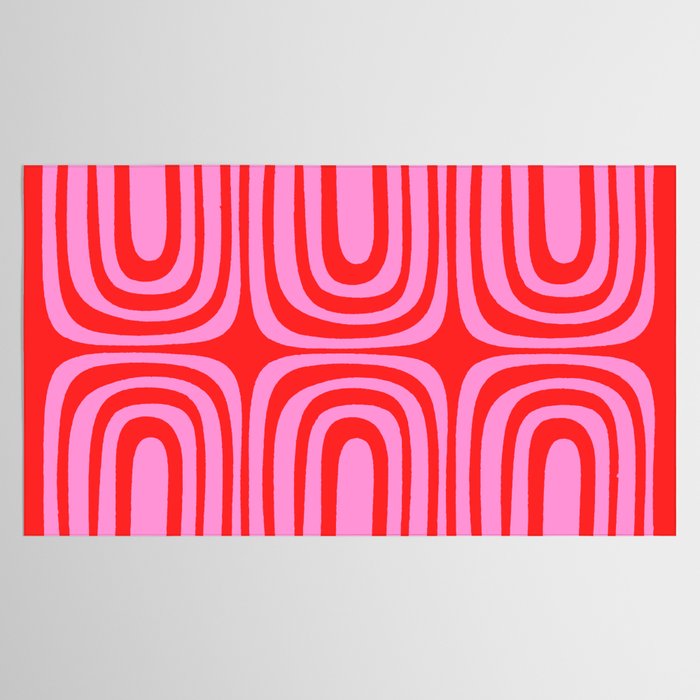 Preppy Pink and Red Abstract Confaab Pattern Tablecloth Gallery Image 2
