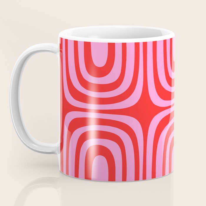 Preppy Pink and Red Abstract Confaab Pattern Coffee Mug Gallery Image 3