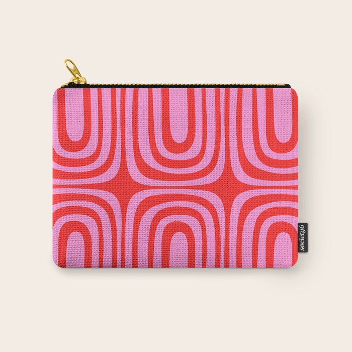 Preppy Pink and Red Abstract Confaab Pattern Carry All Pouch Gallery Image 1