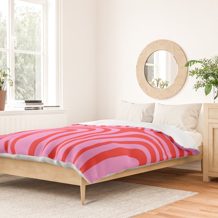 Preppy Pink and Red Abstract Confaab Pattern Duvet Cover Gallery Image 2