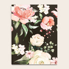 Pink & White Roses On Black Background Watercolor Painting Floral Pattern Notebook Gallery Image 4