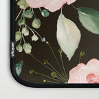 Pink & White Roses On Black Background Watercolor Painting Floral Pattern Laptop Sleeve Gallery Image 3