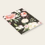Pink & White Roses On Black Background Watercolor Painting Floral Pattern Notebook Gallery Image 2