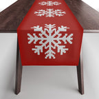 Classic Red Christmas white snowflake knit Table Runner Gallery Image 1