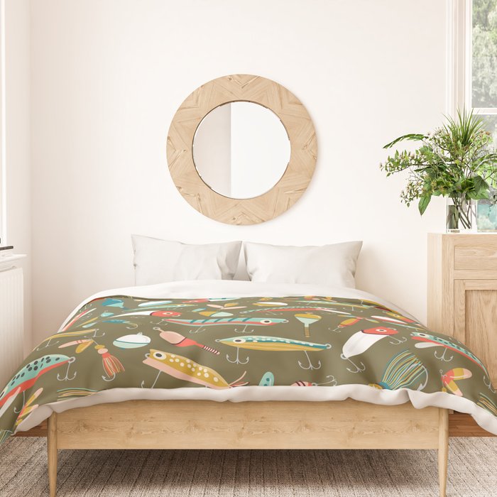 Fishing Lures Green Duvet Cover Gallery Image 3