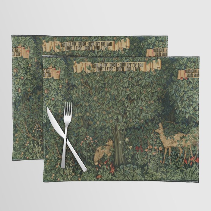 William Morris Forest Rabbits and Foxglove Greenery  Placemat Gallery Image 1