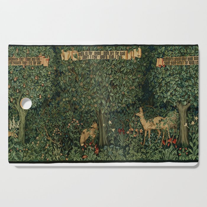 William Morris Forest Rabbits and Foxglove Greenery  Cutting Board Gallery Image 1
