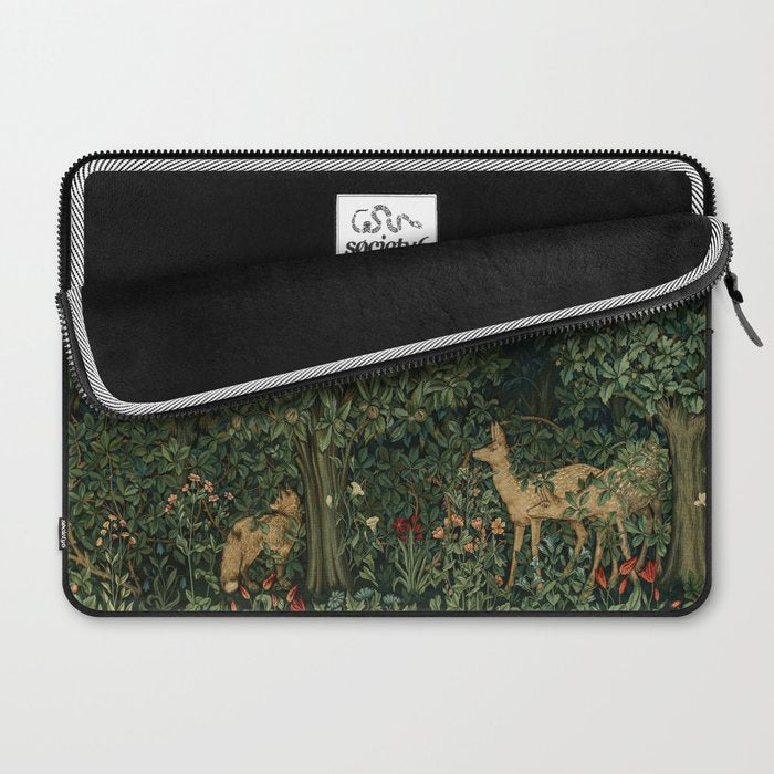 William Morris Forest Rabbits and Foxglove Greenery  Laptop Sleeve Gallery Image 2