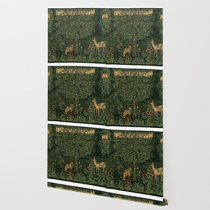 William Morris Forest Rabbits and Foxglove Greenery  Wallpaper Gallery Image 2