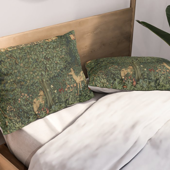 William Morris Forest Rabbits and Foxglove Greenery  Pillow Sham Gallery Image 2
