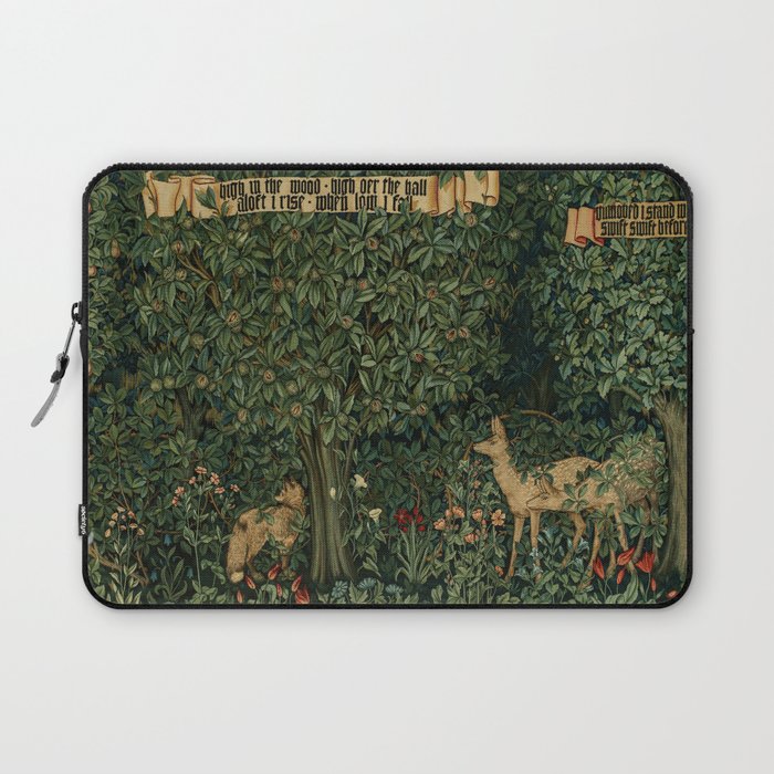 William Morris Forest Rabbits and Foxglove Greenery  Laptop Sleeve Gallery Image 1
