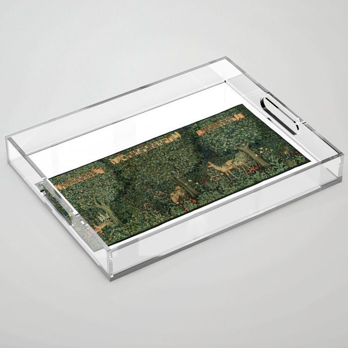 William Morris Forest Rabbits and Foxglove Greenery  Acrylic Tray Gallery Image 1