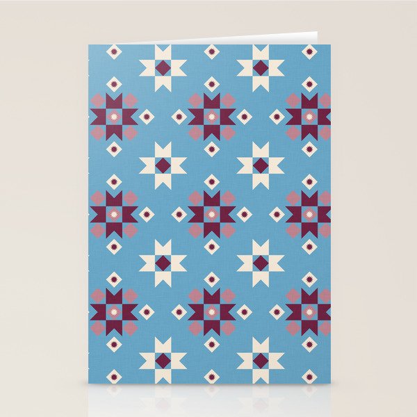 Modern quilt - blue Stationery Card Gallery Image 1