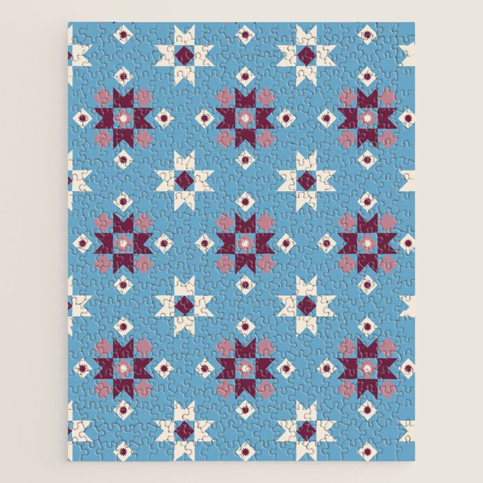 Modern quilt - blue Jigsaw Puzzle Gallery Image 1