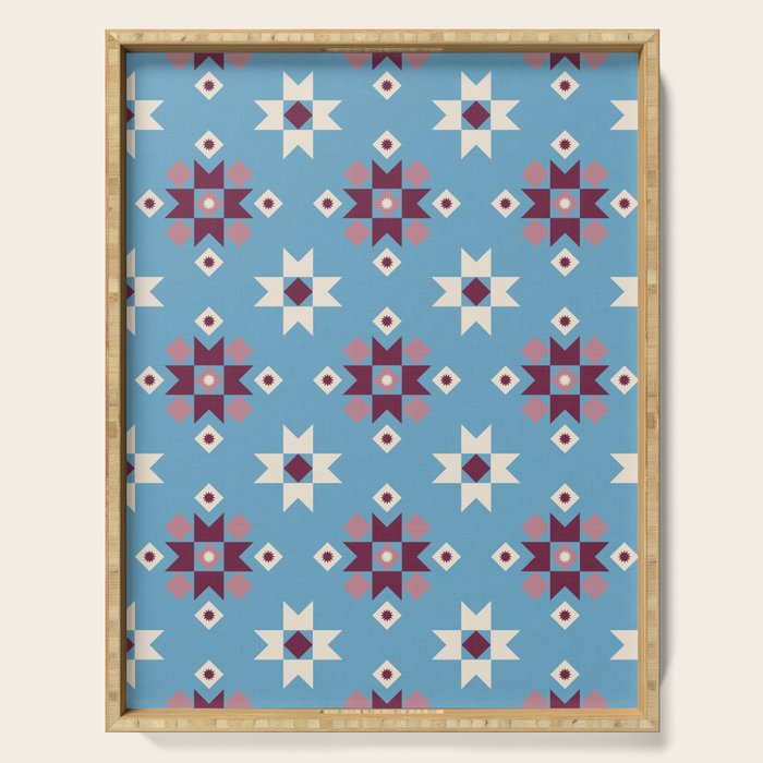 Modern quilt - blue Serving Tray Gallery Image 1