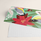 Winter birds tits and Christmas flowers Wrapping Paper Gallery Image 2
