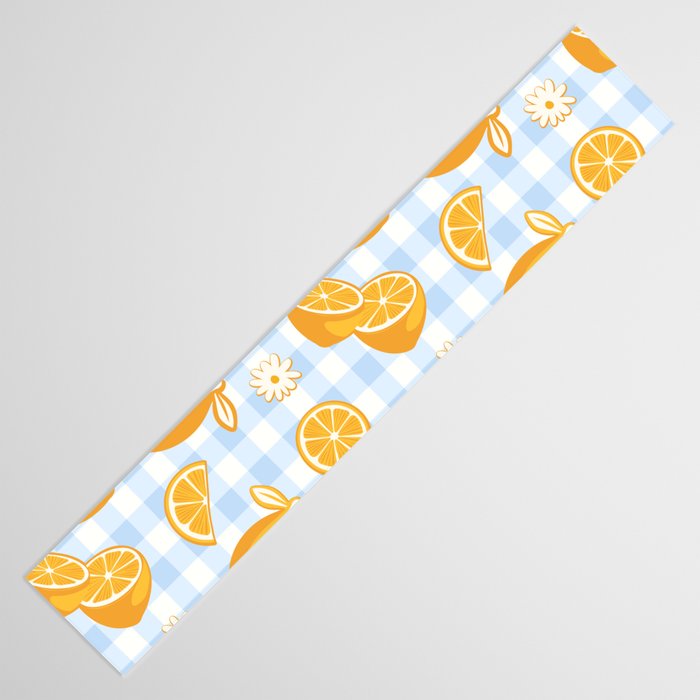 Lemons on Pastel Blue Gingham Table Runner Gallery Image 3