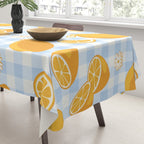 Lemons on Pastel Blue Gingham Tablecloth Gallery Image 3
