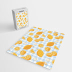 Lemons on Pastel Blue Gingham Jigsaw Puzzle Gallery Image 2