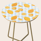 Lemons on Pastel Blue Gingham Side Table Gallery Image 2