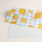 Lemons on Pastel Blue Gingham Wrapping Paper Gallery Image 2