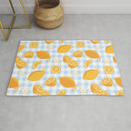 Lemons on Pastel Blue Gingham Rug Gallery Image 1