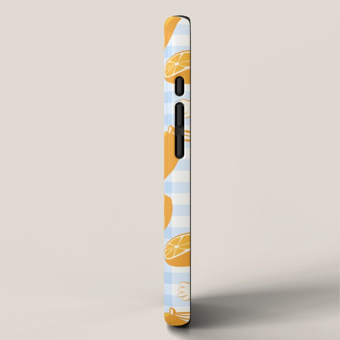 Lemons on Pastel Blue Gingham iPhone Case Gallery Image 2