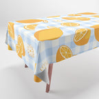 Lemons on Pastel Blue Gingham Tablecloth Gallery Image 1