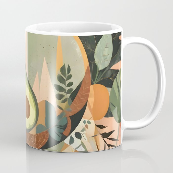 Lunar Avocado, Abstract Quirky Whimsical Moon Fruits, Concept Food Mood Eclectic Shapes Contemporary, Bohemian Colorful Mexican Illustration, 70s Mob Wife Aesthetic, Butter Pride Summer Grad Gifts Coffee Mug Gallery Image 1