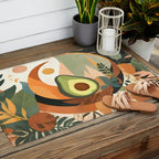 Lunar Avocado, Abstract Quirky Whimsical Moon Fruits, Concept Food Mood Eclectic Shapes Contemporary, Bohemian Colorful Mexican Illustration, 70s Mob Wife Aesthetic, Butter Pride Summer Grad Gifts Outdoor Rug Gallery Image 2