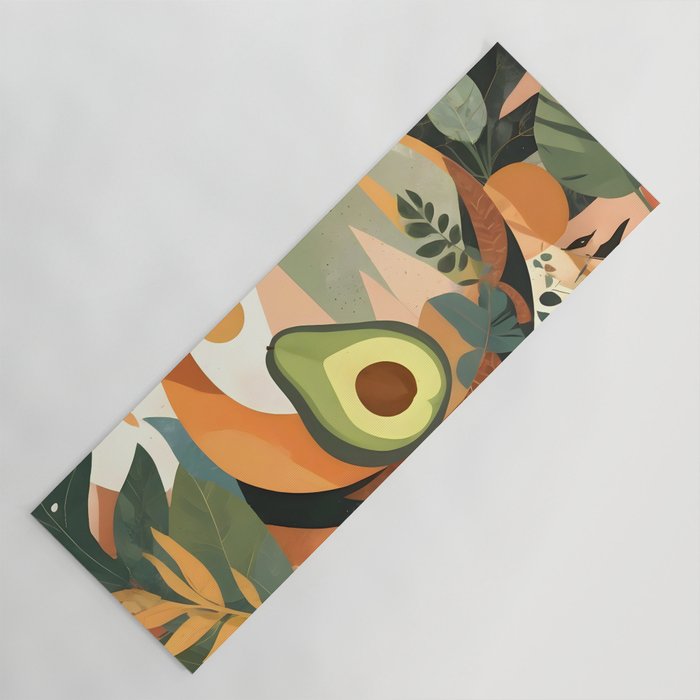 Lunar Avocado, Abstract Quirky Whimsical Moon Fruits, Concept Food Mood Eclectic Shapes Contemporary, Bohemian Colorful Mexican Illustration, 70s Mob Wife Aesthetic, Butter Pride Summer Grad Gifts Yoga Mat Gallery Image 1
