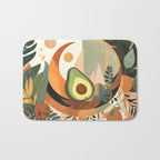 Lunar Avocado, Abstract Quirky Whimsical Moon Fruits, Concept Food Mood Eclectic Shapes Contemporary, Bohemian Colorful Mexican Illustration, 70s Mob Wife Aesthetic, Butter Pride Summer Grad Gifts Bath Mat Gallery Image 1
