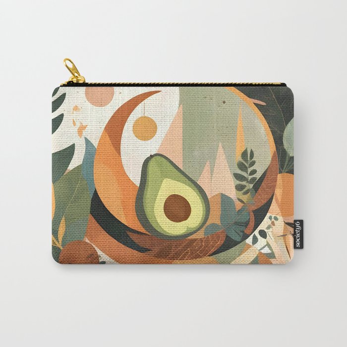 Lunar Avocado, Abstract Quirky Whimsical Moon Fruits, Concept Food Mood Eclectic Shapes Contemporary, Bohemian Colorful Mexican Illustration, 70s Mob Wife Aesthetic, Butter Pride Summer Grad Gifts Carry All Pouch Gallery Image 1