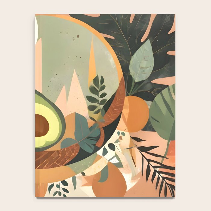 Lunar Avocado, Abstract Quirky Whimsical Moon Fruits, Concept Food Mood Eclectic Shapes Contemporary, Bohemian Colorful Mexican Illustration, 70s Mob Wife Aesthetic, Butter Pride Summer Grad Gifts Notebook Gallery Image 4