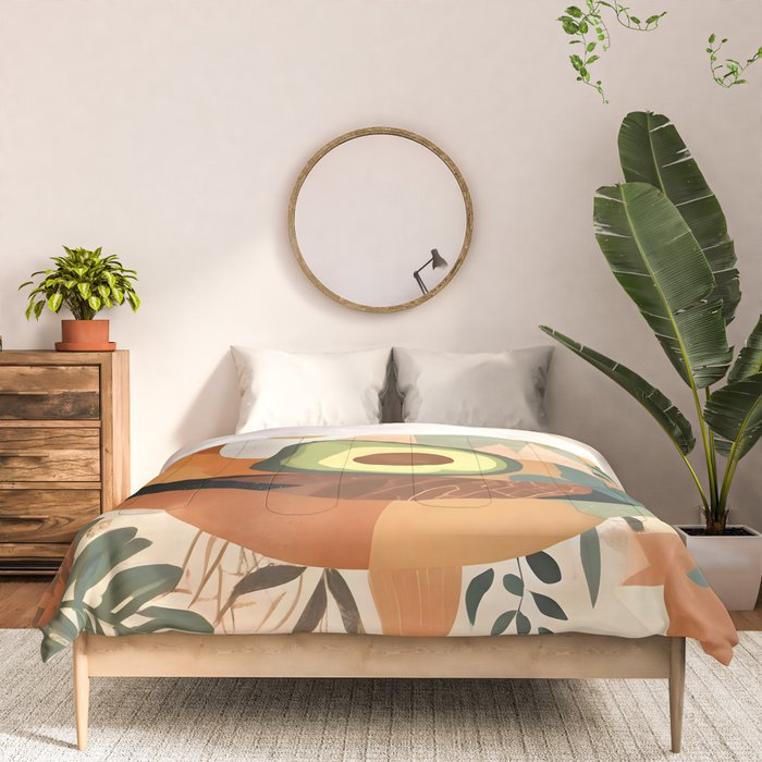 Lunar Avocado, Abstract Quirky Whimsical Moon Fruits, Concept Food Mood Eclectic Shapes Contemporary, Bohemian Colorful Mexican Illustration, 70s Mob Wife Aesthetic, Butter Pride Summer Grad Gifts Comforter Gallery Image 3