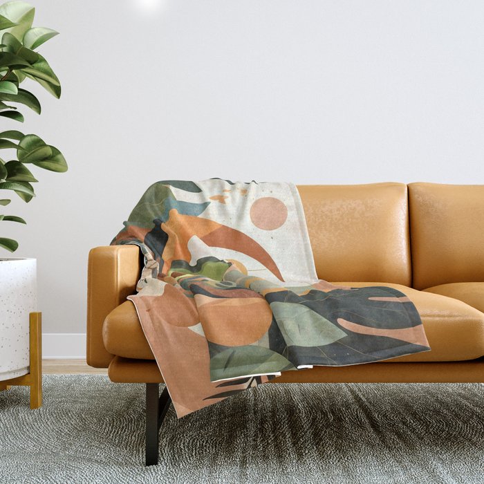 Lunar Avocado, Abstract Quirky Whimsical Moon Fruits, Concept Food Mood Eclectic Shapes Contemporary, Bohemian Colorful Mexican Illustration, 70s Mob Wife Aesthetic, Butter Pride Summer Grad Gifts Throw Blanket Gallery Image 1