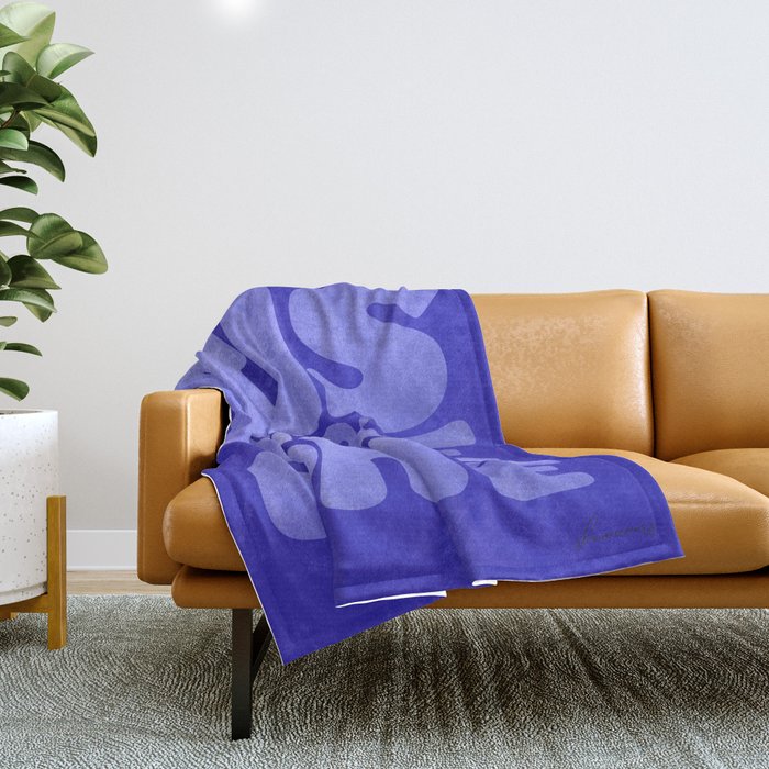 Rise and Shine - blue typography Throw Blanket Gallery Image 1