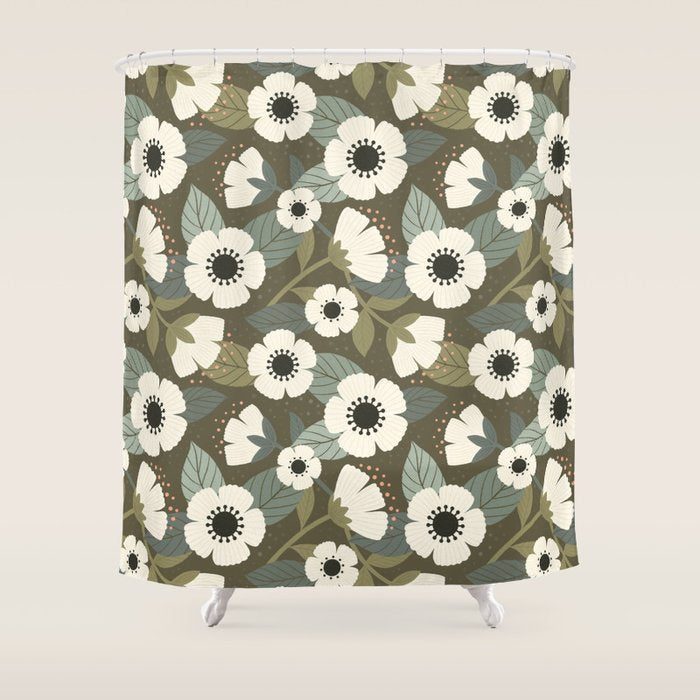 Flower Blossoms and Leaves Shower Curtain Gallery Image 1