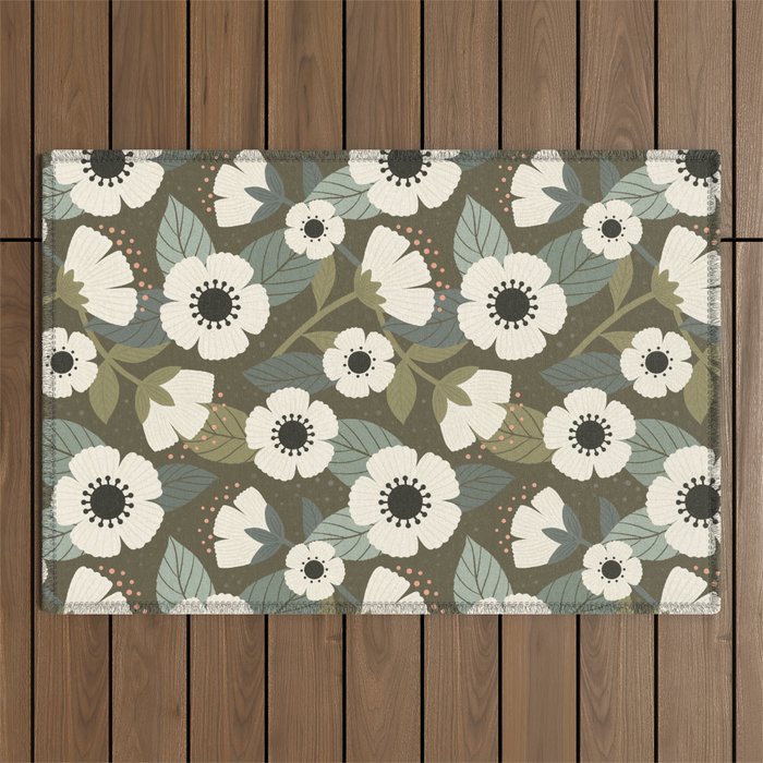 Flower Blossoms and Leaves Outdoor Rug Gallery Image 1