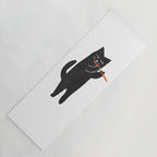 Black cat with flute Yoga Mat Gallery Image 1