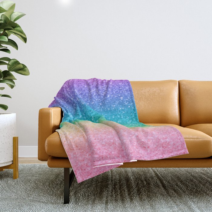 Rainbow Glitter Throw Blanket Gallery Image 1