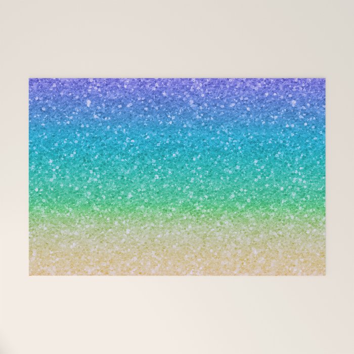 Rainbow Glitter Welcome Mat