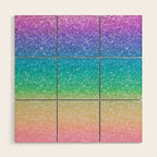 Rainbow Glitter Wood Wall Art Gallery Image 1
