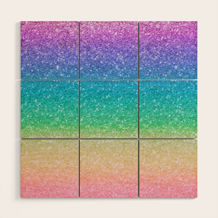 Rainbow Glitter Wood Wall Art Gallery Image 1