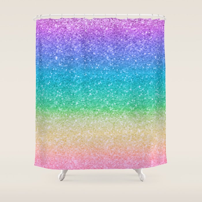 Rainbow Glitter Shower Curtain Gallery Image 1