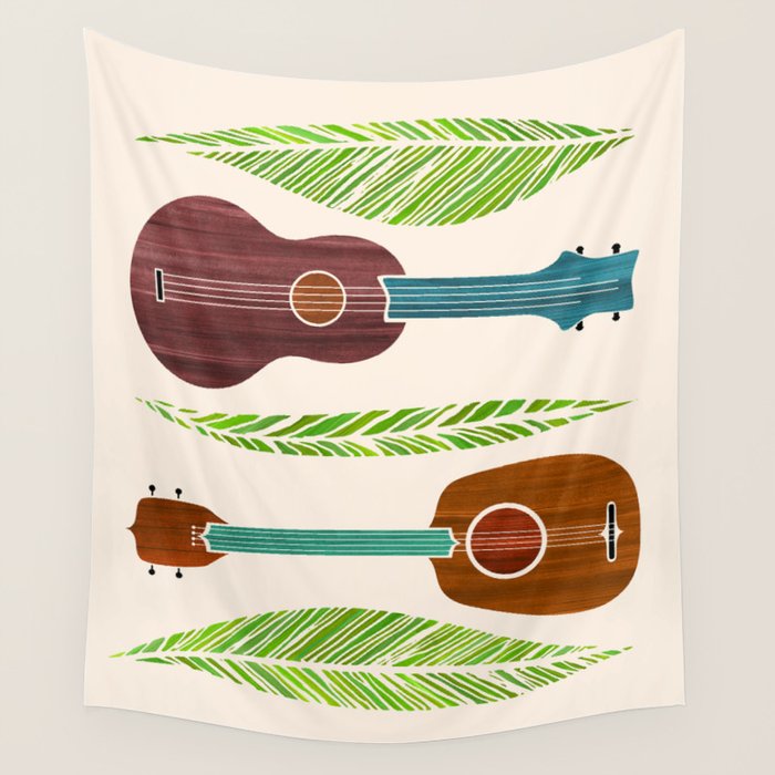 Island Life Ukuleles and Palms Wall Tapestry Gallery Image 4