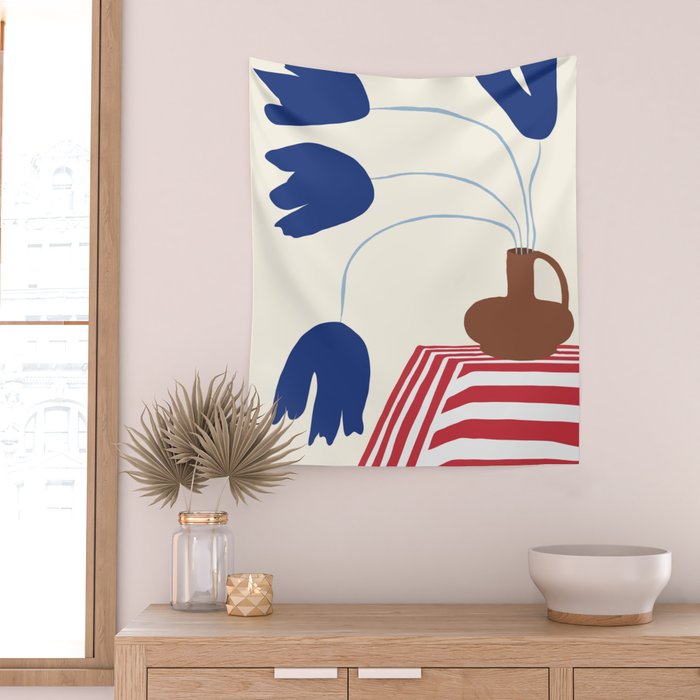 Still life flower pottery Wall Tapestry Gallery Image 2