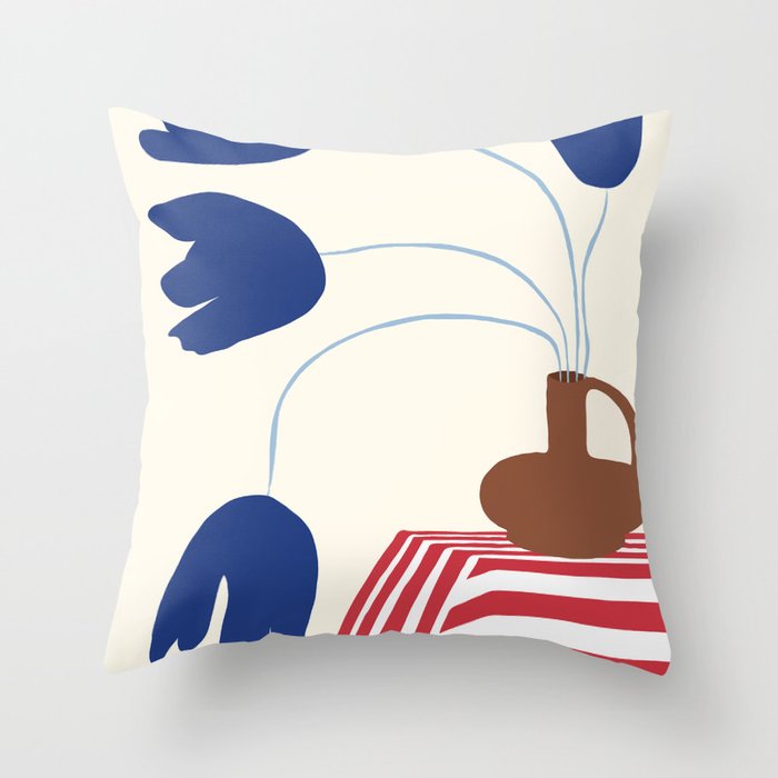 Still life flower pottery Throw Pillow Gallery Image 1